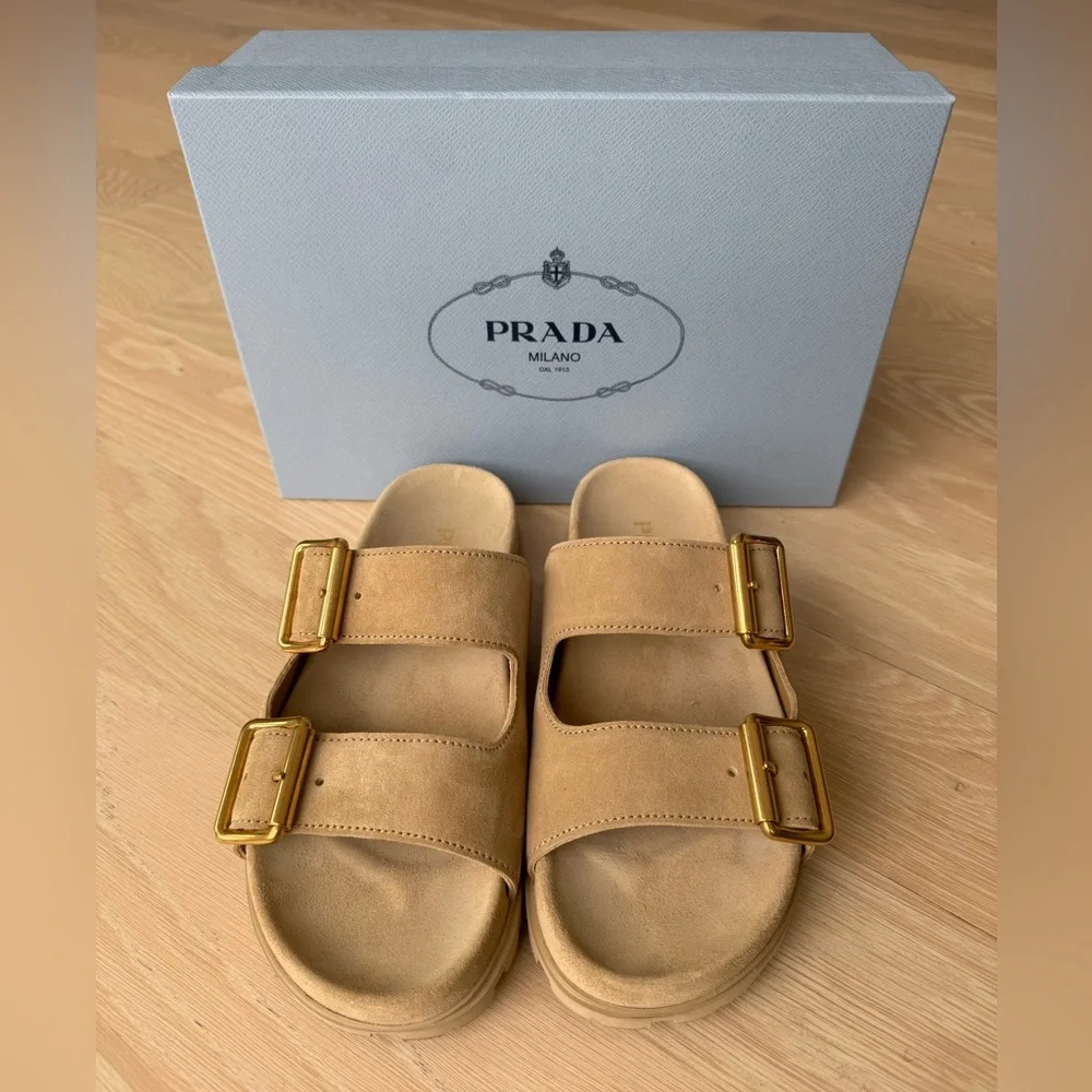 New Prada Double Strap Suede Sandals size 39 - Picture 6 of 15